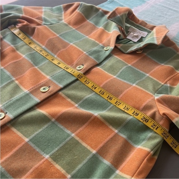 Escada Margaretha Ley Orange & Green Plaid Cashmere Wool Shirt Jacket - Picture 9 of 13